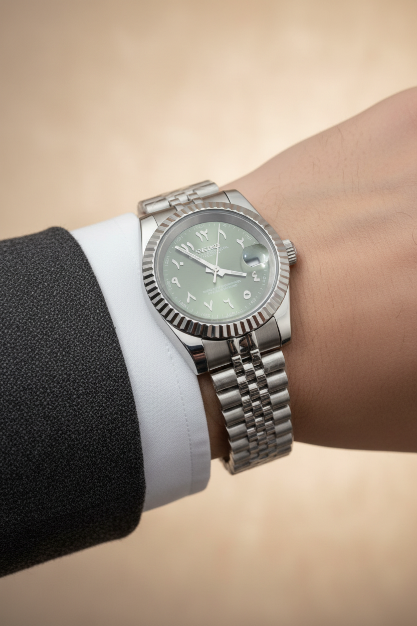 Mod Prestique Olive Green Arabic Dial