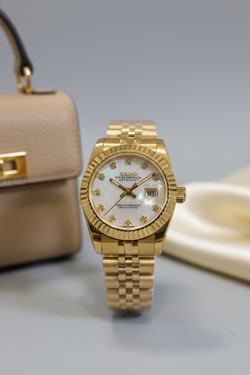 Mod Prestique Yellow Diamond Gold Dial
